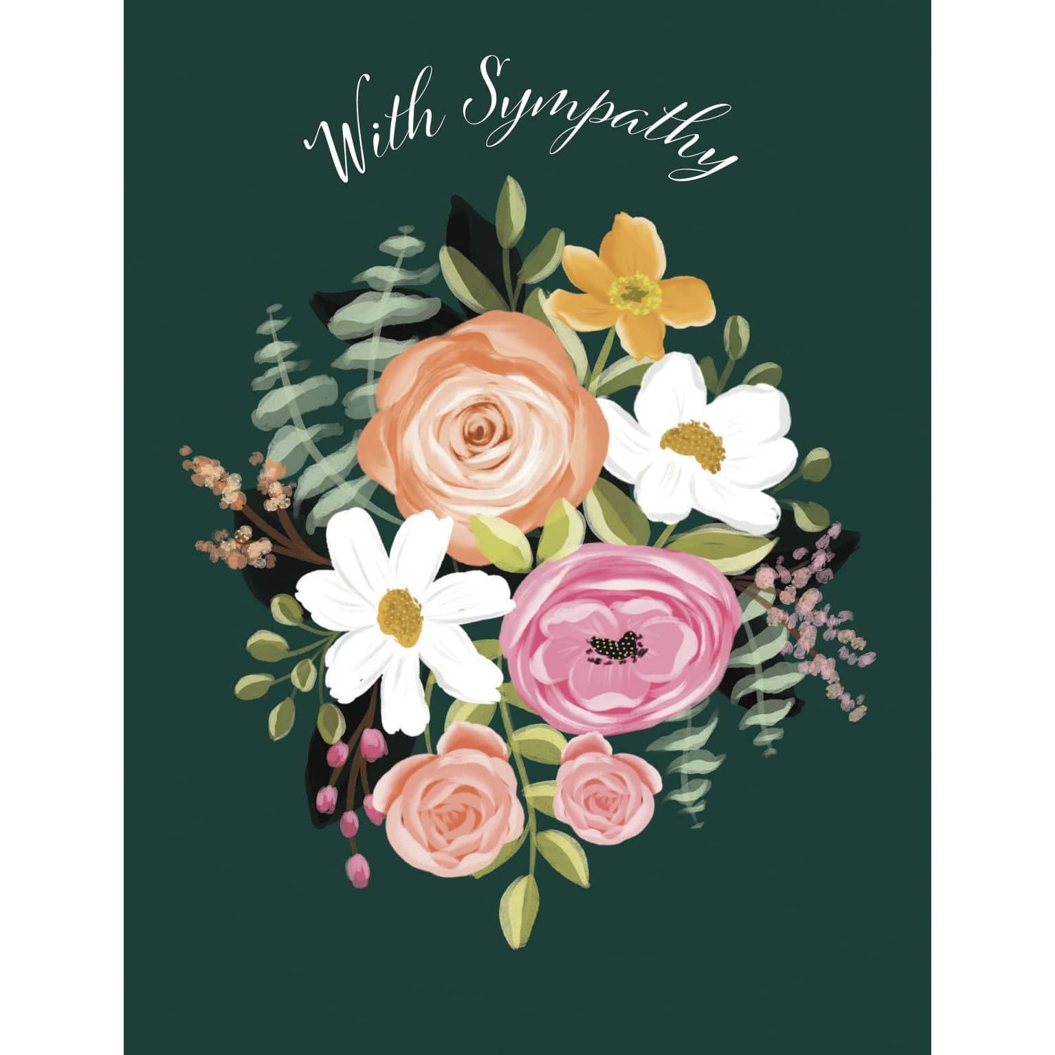 Close-up of a From Me To You Sympathy card by Pictura featuring elegant floral designs and heartfelt message for condolences.